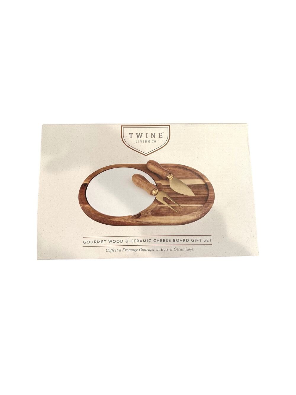 Twine Living Co Gourmet wood & ceramic cheese board set